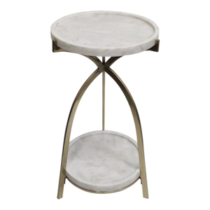 Tavolino da cocktail in marmo con struttura in metallo dorato, tavolino rotondo per soggiorno o camera da letto. - Product Image 2