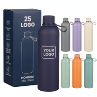 Bouteille d'eau personnalisée en acier inoxydable avec sangle de transport, goulot étroit, isotherme, gourde de sport 350ml 500ml 750ml 1000ml