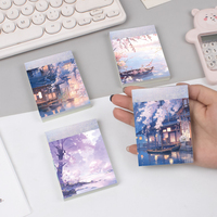 Cuaderno de Bolsillo Mini con Diseño de Flores de Cerezo y Paisaje Antiguo, Encuadernado con Pegamento, Páginas Interiores Rayadas, Personalizable al por Mayor, Regalo para Estudiantes