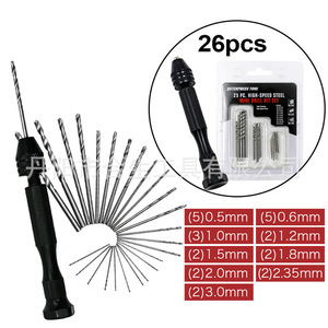 Juego de brocas mini QSTEXPRESS TOOL de 26 piezas, métricas, de longitud estándar, negras, para taladrar acero. - Product Image 1