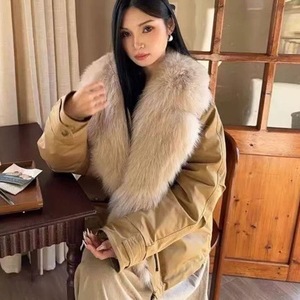 Nouveautés 2026 : Doudoune Femme Hiver avec Col en Plumes de <span class=keywords><strong>Canard</strong></span> Blanches, Bouton Unique, Coupe-Vent et Chaude - Product Image 4