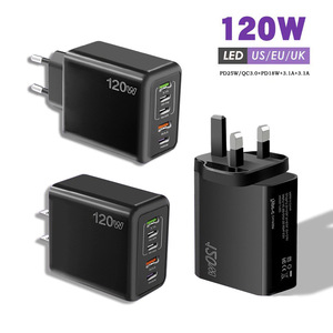 120W Tường Sạc 2USB + 3C Năm 5 Cổng Cho Android Apple Điện Thoại EU Anh Mỹ Đa Cổng Điện Thoại Bộ Sạc Adapter Nhanh Chóng Sạc Đầu - Product Image 2