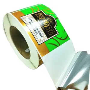 广州工厂 CMYK 印刷 Oem 设计金属贴纸标签服务与光泽银 BOPP 材料