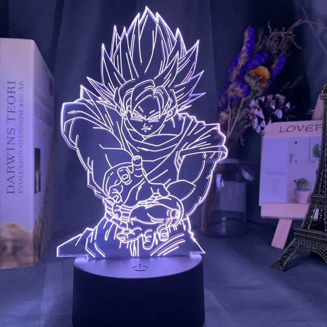 日本のアニメDRAGONBALLベジータフィギュアLedナイトライト3Dイリュージョンカラフルな常夜灯子供用寝室の装飾デスクランプ