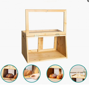 Caja de Pan de Bambú de Una Sola Capa para Almacenamiento de Alimentos con Puerta Acrílica para Uso en la Cocina del Hogar - Product Image 5