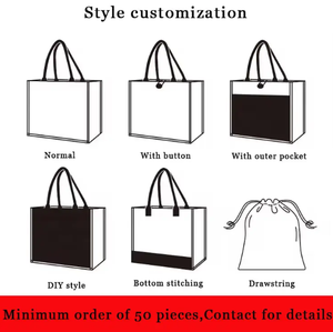 Sac de shopping en jute personnalisé, sac en toile de jute réutilisable, sacs de shopping en lin avec logo personnalisé pour la publicité - Product Image 3