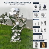 Escultura de Columna de Acero Inoxidable de Diseño Nuevo y Lujoso, Acabado Espejo, Metal Líquido, Estilo Orgánico Abstracto, para Jardín, Parque, Hotel, Plaza