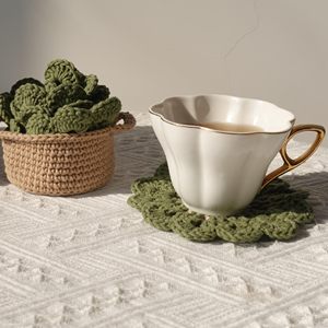 Posavasos de ganchillo con forma de hoja para macetas, juegos de posavasos con soporte para bebidas, posavasos de bar para mesa de café, escritorio, <span class=keywords><strong>maceta</strong></span> de plantas suculentas - Product Image 5