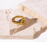 18 Karat vergoldeter Edelstahl ring Gravur nicht verblassen der Sonnenschild Rings chmuck
