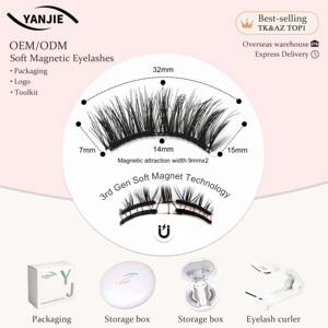 Ensemble de faux cils 3D magnétiques souples faits à <span class=keywords><strong>la</strong></span> main, qualité OEM, vente en gros, sans colle, faciles à poser et à enlever, légers et réutilisables - Product Image 2