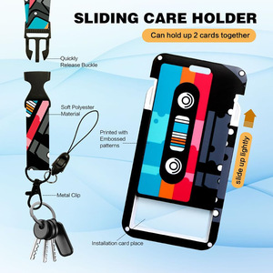 Cross-border recorder carabiner badge scroll keychain polyester detachable lanyard card holder double-sided UV printing in stock - Product Image 2