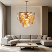 Nouveau design moderne de luxe, lustre d'intérieur pour hôtel, lampe suspendue pour salon, lustre en verre de Murano, structure en fer, taille moyenne