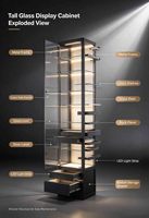 Freistehende LED-Glas-Schmuckvitrine Abschließbare Aluminium-Gehärtetes-Glas-Vitrine für Einzelhandelsgeschäfte Maßgefertigt Großhandel