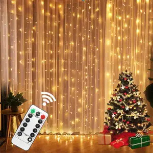 リモコンUSBクリスマスきらめくLEDカーテンライト防水マイクロLEDフェアリーカーテンライト