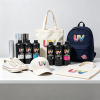 Encre UV DTF 3D FCOLOR pour broderie, CMYK, blanc, effet en relief, encre UV pour la décoration de textiles et de vêtements, imprimante UV DTF