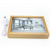 Cadre photo 3D éclairé par LED en bois et acrylique avec veilleuse pour bébés et enfants - Design moderne pour salon ou hôtel