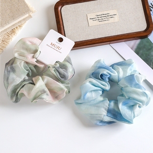 MUJU B465 14cm Eleganti Scrunchies in Tessuto Satinato Effetto Tie-Dye con Sfumature Acquerellate, Elastici per <span class=keywords><strong>Capelli</strong></span>, Pronti per la Vendita al Dettaglio, MOQ Basso - Product Image 2