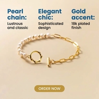 Bracelet minimaliste personnalisé en laiton avec chaîne trombone et perle d'eau douce, options plaqué or, perle de qualité supérieure