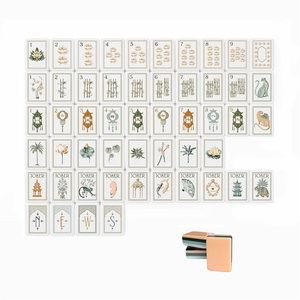 Juego de Mahjong Personalizado de 160 Fichas Acrílicas con Diseño de Flor de Durazno Estadounidense, Pintadas a Mano, con Alimentación por Batería/USB, Lujoso y Elegante para Entretenimiento - Product Image 1
