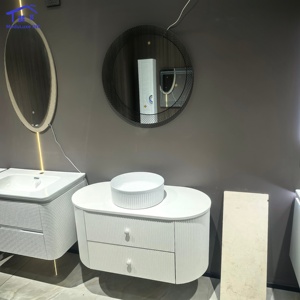 Hình chữ nhật hiện đại phòng tắm Vanity tủ với bồn rửa và Led Gương rắn bề mặt gốm xây dựng cho biệt thự & khách sạn sử dụng - Product Image 1