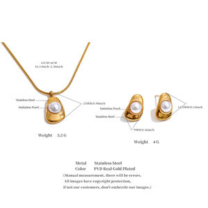Juego de Joyería de Moda JINYOU 2199 de Acero Inoxidable con Perlas Simuladas, Aretes y Collar de Cadena de Serpiente Bañado en Oro - Product Image 6