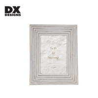 Bingkai Foto Kayu Rustic Farmhouse DX Designs, Ukuran 4x6 5x7 8x10 Inci, Warna Putih Antik Berlapis-lapis dengan Alur