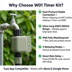 Kit de programmateur d'<span class=keywords><strong>arrosage</strong></span> intelligent <span class=keywords><strong>WiFi</strong></span> 2,4 GHz avec passerelle, connexion stable, portée de 200 m, contrôleur d'irrigation extérieur, programmation par application - Product Image 2