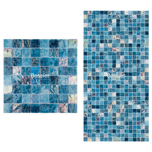 Mosaico de Vidrio Cristal Iridiscente para Pared Interior y Piscina en Verde Oscuro de Gran Venta - Product Image 1