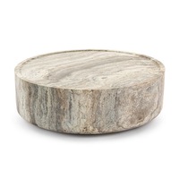 Plinthe en marbre Table basse d'appoint en ciment Table centrale en béton Table basse ronde en pierre de marbre travertin