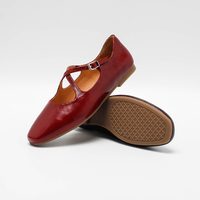 Ballerines Mary Jane en cuir à brides croisées pour femmes, fermeture à boucle, chaussures décontractées