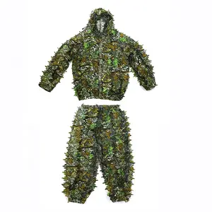 Ropa y pantalones de camuflaje del bosque, traje Ghillie de hojas 3D para caza, tiro de vida silvestre