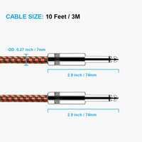 Câble de guitare d'instrument de musique professionnel 6.35mm tresse à faible bruit câble de guitare Audio haut-parleur acoustique haute fidélité silencieux