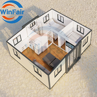 WinFair Chine solaire préfabriqué 2 chambres à coucher pliant préfabriqué 20 pieds extensible conteneur maison maisons avec salle de bain prix