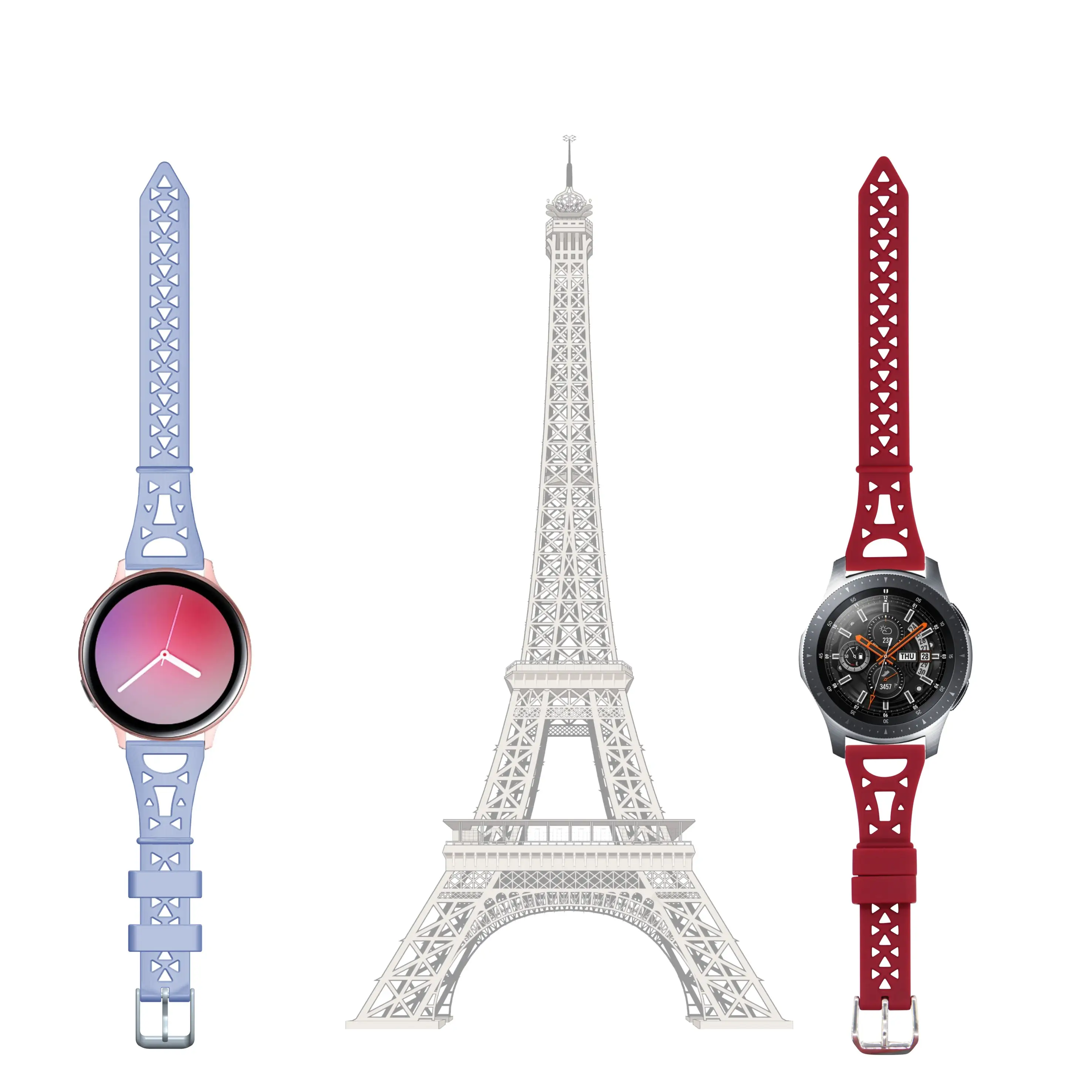 European Style Tower Universal silicone Watch Band 20mm 22mm Fit for More Types Garmin Huawei Huami Samsung Watch strap