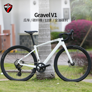 Bicicleta de Carretera Gravel V1 de Fibra de Carbono 700c, 12 Velocidades, Frenos de Disco Hidráulicos Completos, Neumáticos 38C, Cuadro Rígido - Product Image 5
