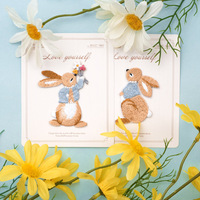 Op voorraad Zelfklevende Schattige Konijn 3D Borduurpatch voor Kinderkleding Tassen Hoeden DIY Decoratie