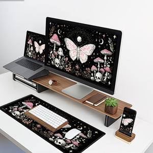 Tapis de souris de jeu de style bohème Fungothic avec motif de papillon blanc et rose, en polyester lisse, idéal pour les passionnés de fantaisie. - Product Image 1