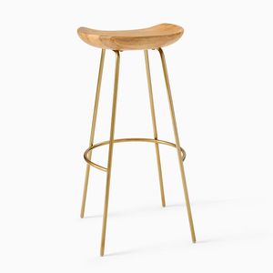 Taburete de bar moderno y versátil con asiento de madera Marco de patas de metal Diseño contemporáneo ligero para cenar Estilo de pub de moda - Product Image 1