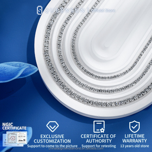 ラボダイヤモンド 14Kソリッドホワイトゴールド テニスチェーンネックレス レディース/メンズ ラグジュアリー IGI認定 ウェディング 淡水パール ボールシェイプ 2mm - Product Image 4