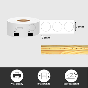 Etiquetas Redondas Compatibles con Brother de Alta Calidad, Diámetro 24 mm, Dk-11218, Dk 218, Dk 1218, 1000 Etiquetas por Rollo, Sin Soporte para Etiquetas - Product Image 3