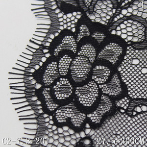 دانتيل شانتيلي فرنسي أسود ناعم غير مطاطي 100% نايلون بنقشة زهور فاخرة 27 سم لفساتين النساء 2025 - Product Image 4