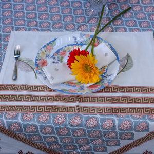 แผ่นรองจานบนโต๊ะรับประทานอาหารพร้อมชุดผ้าเช็ดปากผ้าฝ้ายอินเดียพิมพ์ลายแบบซักได้สำหรับเสิร์ฟอาหาร6ชิ้น - Product Image 2