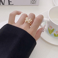 18K Vergoldeter CZ Zirkon Ring für Damen Verstellbarer Offener Ring Luxuriöser Klobiger Auffälliger Trendiger Modeschmuck für Partys