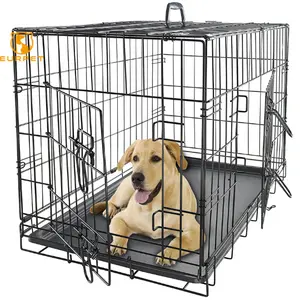 EUR PETWholesale Large Folding Dog Cage Durable Black Metal Pet Crate for Outdoor Use Removable and for Sale