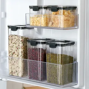 Nhà bếp trong suốt BPA free nhựa Stackable không khí chặt chẽ hộp kín thực phẩm <span class=keywords><strong>container</strong></span> lưu trữ <span class=keywords><strong>Box</strong></span> sets Organizer Nắp - Product Image 3