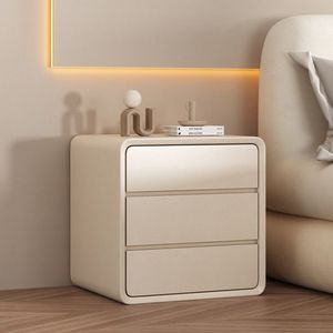 Mesita <span class=keywords><strong>de</strong></span> <span class=keywords><strong>Noche</strong></span> Nórdica <span class=keywords><strong>de</strong></span> Madera, Estilo Moderno, Color Blanco, Sencilla y Cálida, con 3 Cajones, Carga Inalámbrica, Exquisita, para Dormitorio Pequeño - Product Image 6