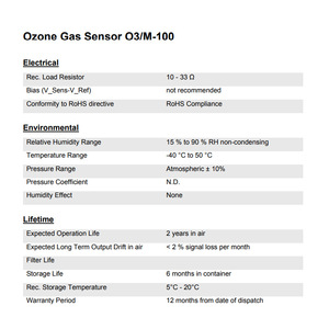 Sensor de Gas Ozono Membrapor O3/M-100, 0-100 ppm, Electroquímico, Carcasa Miniatura, Control de Seguridad de Procesos - Product Image 2