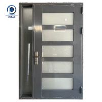 Puerta de Entrada Contemporánea Prima de Acero Inoxidable con Panel de Vidrio Esmerilado, Diseño Antirrobo, Resistente al Agua, para Apartamentos, Hoteles y Vestíbulos