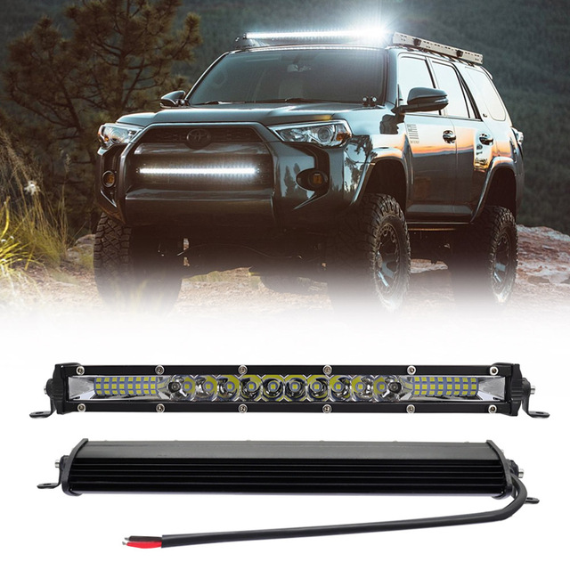 24V Single Row LED Light Bar Spot Flood Beam IP67 Waterproof 30000 Lumens Diecast Aluminum Housing for Car Truck SUV 4x4 Offroad