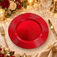 Assiette de Présentation Wojia 13 pouces Rouge Écologique Effet Diamant Électroplaqué Style Américain Moderne Luxe en Plastique pour Fêtes